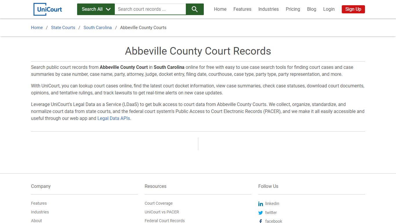 Abbeville County Court Records | South Carolina | UniCourt