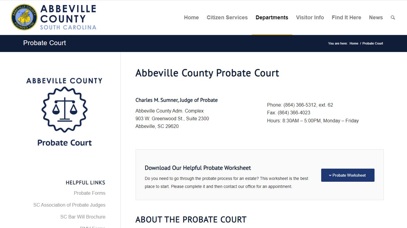 Probate Court - Abbeville County, South Carolina